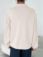 Half-Zipper Casual & Versatile Long Sleeve Sweatshirt, Long Sleeve Tops