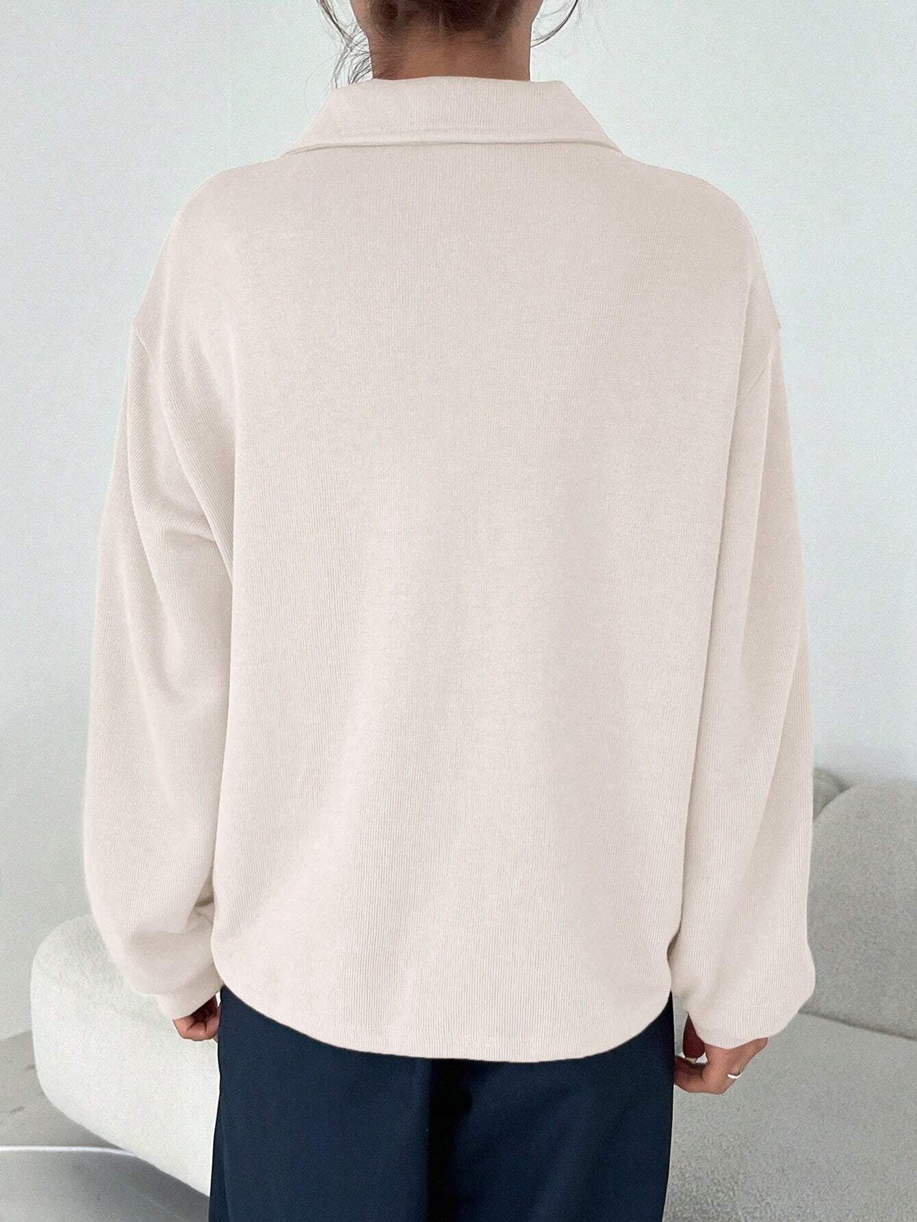 Half-Zipper Casual & Versatile Long Sleeve Sweatshirt, Long Sleeve Tops