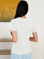 Lettuce Trim Ribbed Knit Tee Summer