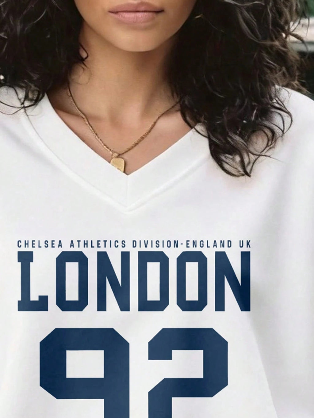 Casual Fashion Sports American Style Loose Slim V-Neck Long-Sleeved T-Shirt With Numbers And Letters