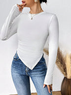 Solid Asymmetrical Hem Tee