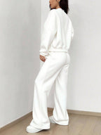 Street Style Camouflage Maple Leaf Print Zipper Sweatshirt & Pants Set