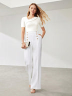 Solid Asymmetrical Neck Slim Fit Tee