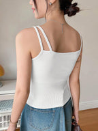 Plain Color Casual Versatile Asymmetrical Camisole