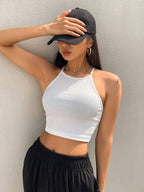 Solid Color Halter Top Going Out Tops Tank Tops