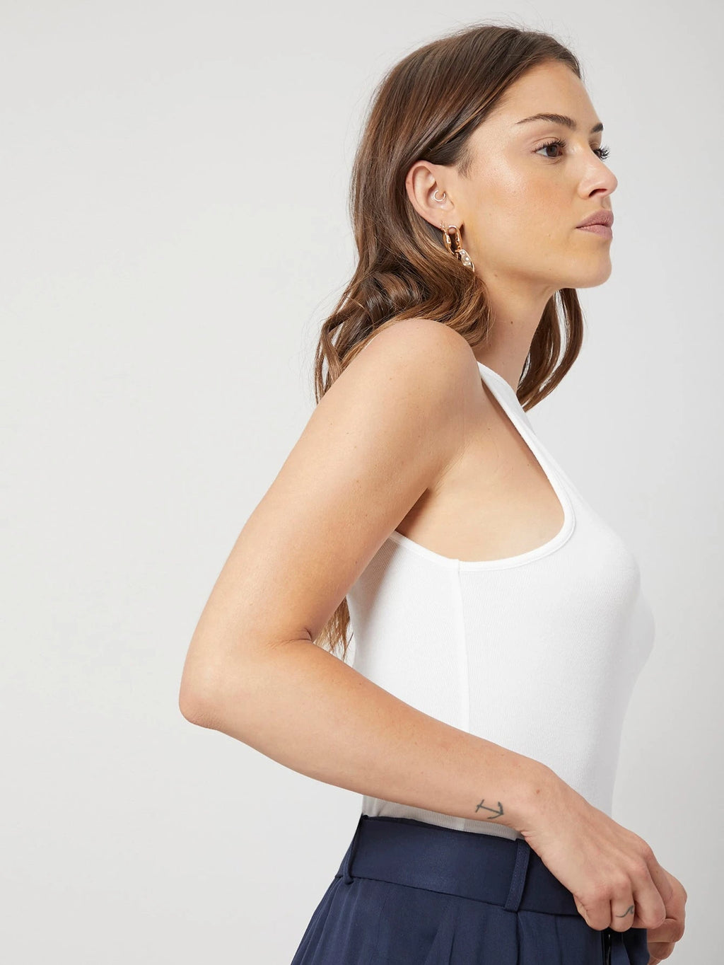 Sleeveless Top with Fine Shoulder Straps