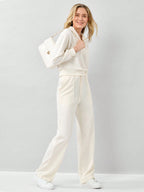 Half Zip Drop Shoulder Sweatshirt & Drawstring Waist Pants