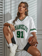Loose-Fit V-Neck Drop-Shoulder T-Shirt