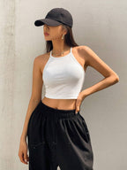 Solid Color Halter Top Going Out Tops Tank Tops