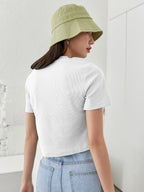 Solid Rib-knit Crop Tee