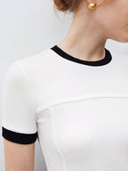 Contrast Trim Round Neck Short Sleeve T-Shirt
