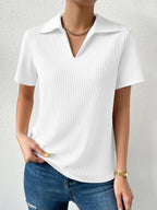Solid Ribbed Knit Tee
