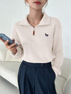 Half-Zipper Casual & Versatile Long Sleeve Sweatshirt, Long Sleeve Tops