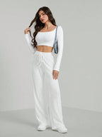 Solid Drawstring Slant Pocket Sweatpants