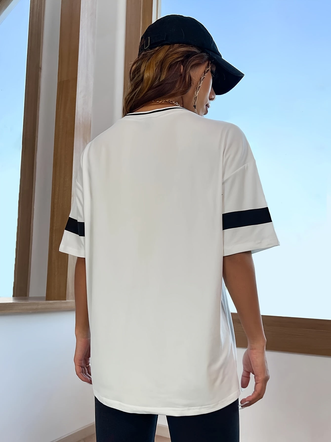 Casual Sports V-Neck T-Shirt New York 89 Print