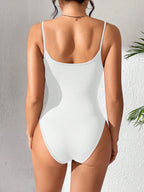 Solid Color Backless Spaghetti Strap Bodysuit