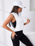 Cut Out Drawstring Sports Hoodie Cropped Hoodie