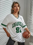 Loose-Fit V-Neck Drop-Shoulder T-Shirt