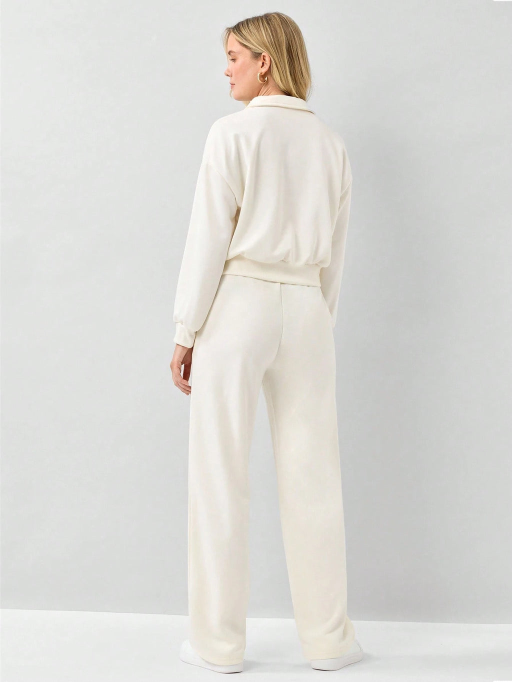 Half Zip Drop Shoulder Sweatshirt & Drawstring Waist Pants