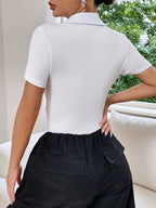 Solid Half Button Bodysuit