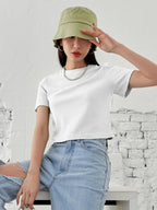 Solid Rib-knit Crop Tee