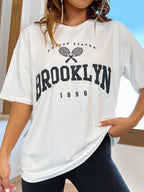 Letter Graphic Drop Shoulder Tee Graphic Tees Women Tops