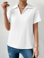 Solid Ribbed Knit Tee