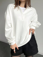 Solid Color Drop Shoulder Long Sleeve Loose Casual Sweatshirt