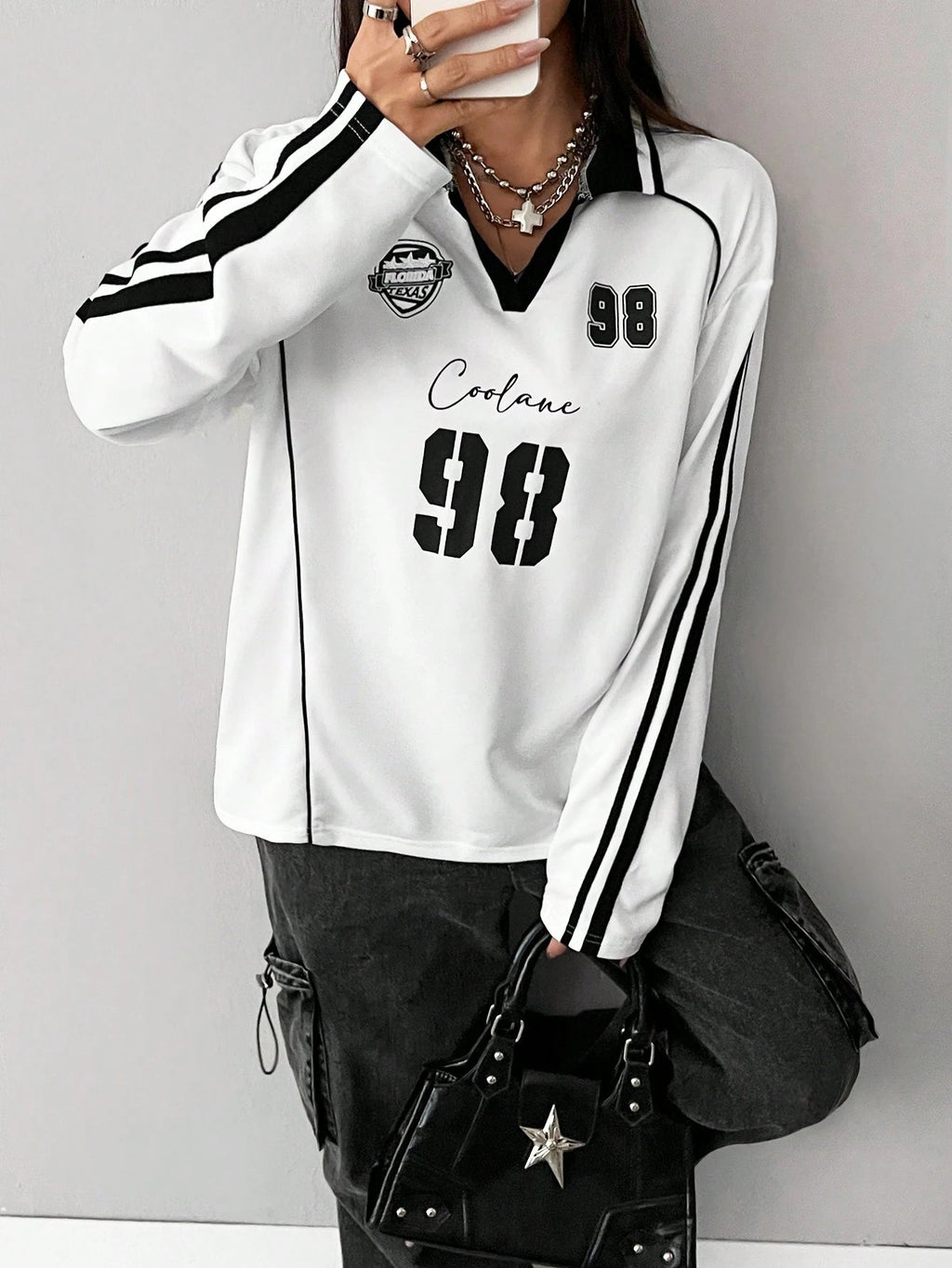 Sportswear Graphics White Over Size Long Sleeve Jersey T-Shirt