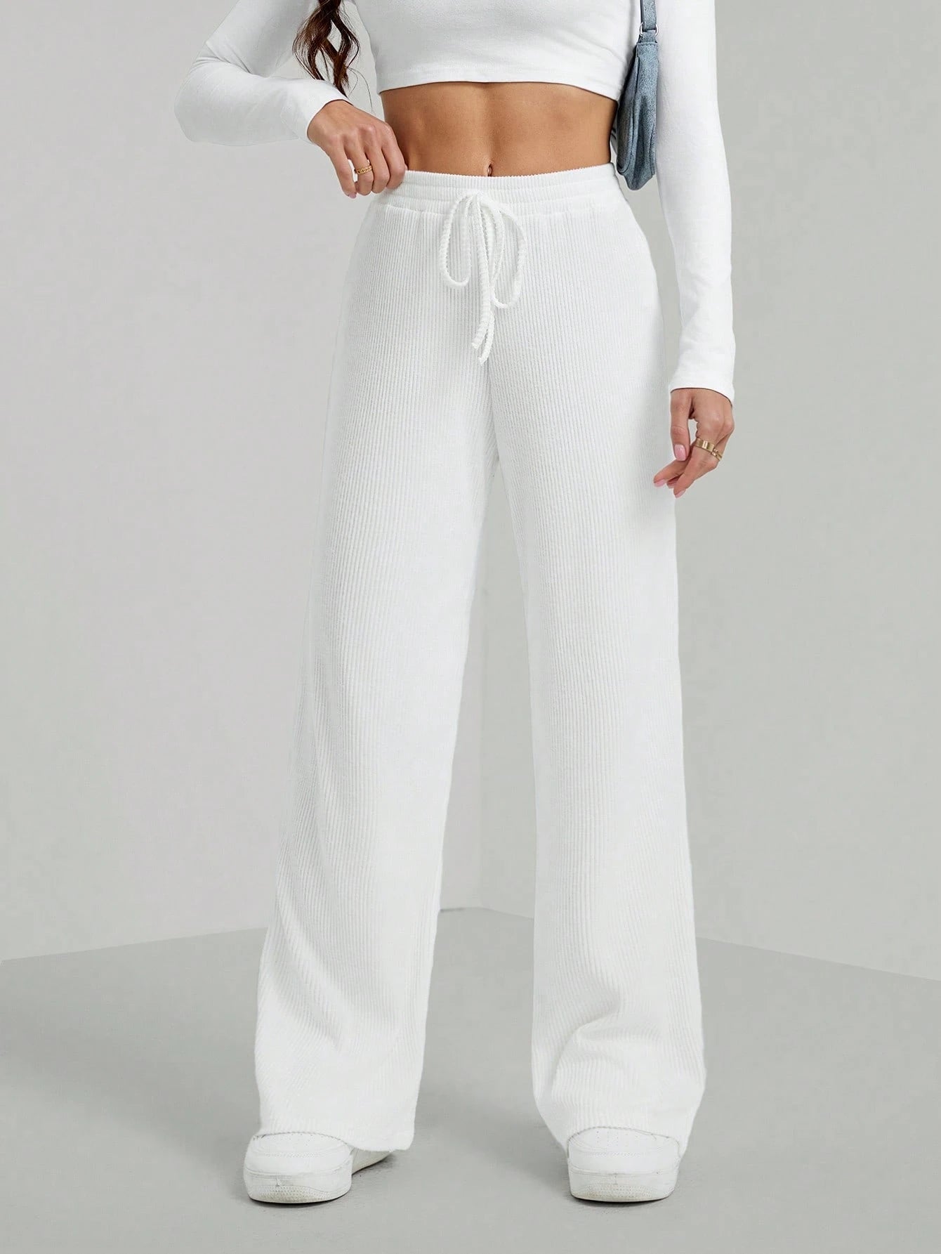 Solid Drawstring Slant Pocket Sweatpants