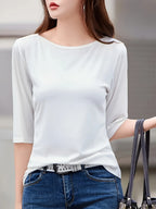 Solid Color Mid-Sleeve T-Shirt
