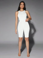 Solid Slim Fit Round Neck Tank Bodysuit