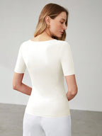 Solid Asymmetrical Neck Slim Fit Tee