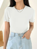 Lettuce Trim Ribbed Knit Tee Summer