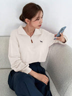 Half-Zipper Casual & Versatile Long Sleeve Sweatshirt, Long Sleeve Tops