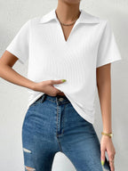 Solid Ribbed Knit Tee