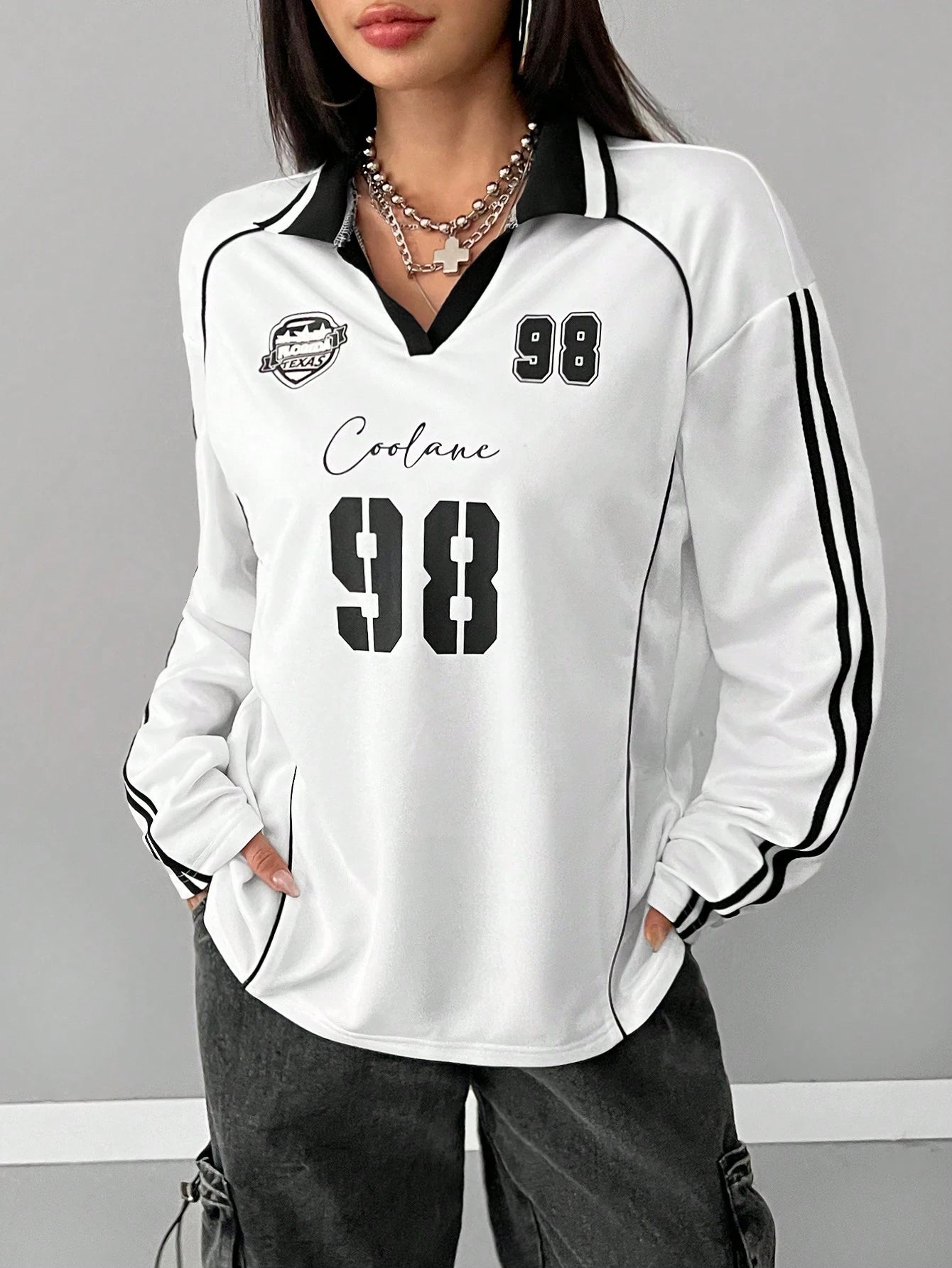 Sportswear Graphics White Over Size Long Sleeve Jersey T-Shirt