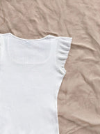 Solid Color Ribbed Knit Cap Sleeve Tee