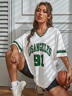 Loose-Fit V-Neck Drop-Shoulder T-Shirt