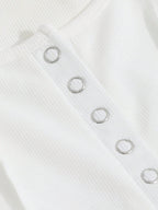 Solid Button Front Curved Hem