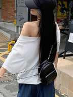Numeric Print Asymmetric Collar Loose Casual T-Shirt, Summer Graphic Tees