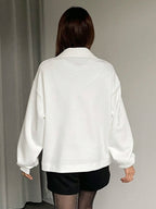 Solid Color Drop Shoulder Long Sleeve Loose Casual Sweatshirt