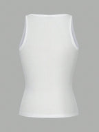 Casual Versatile Solid Color Knit Sports Tank Top