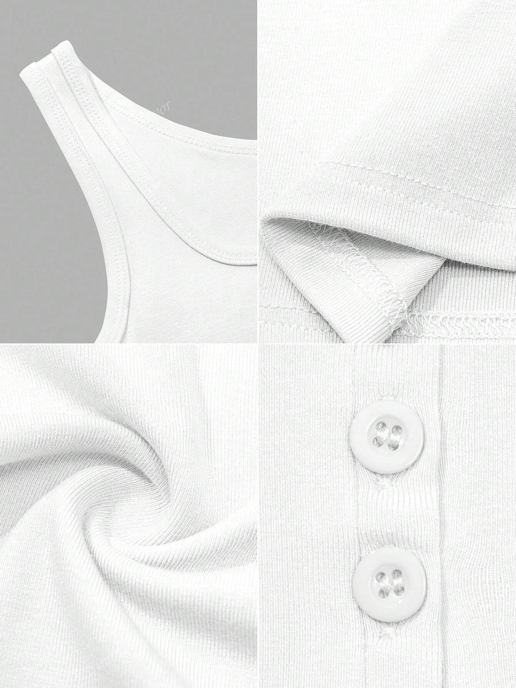 Solid Color Button Half Placket Tank Top