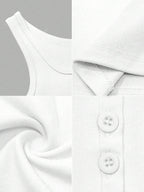 Solid Color Button Half Placket Tank Top