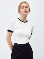 Contrast Trim Round Neck Short Sleeve T-Shirt