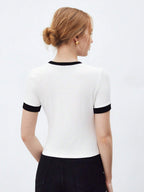 Contrast Trim Round Neck Short Sleeve T-Shirt