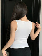 Solid Color Cropped Round Neck Slim Fit Women'S Tank Top For Summer