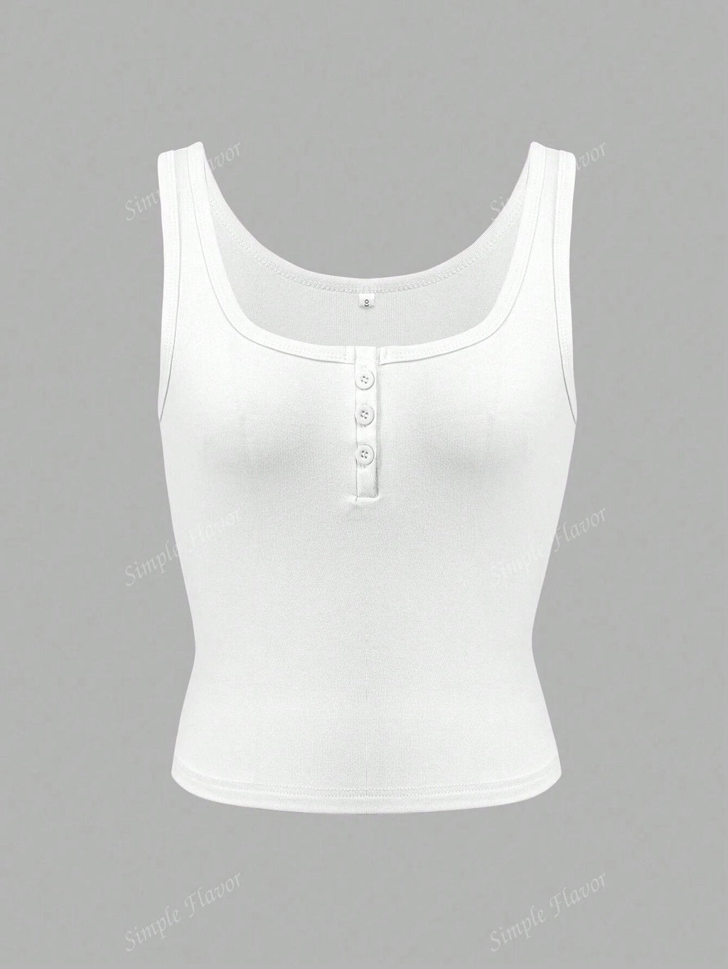 Solid Color Button Half Placket Tank Top