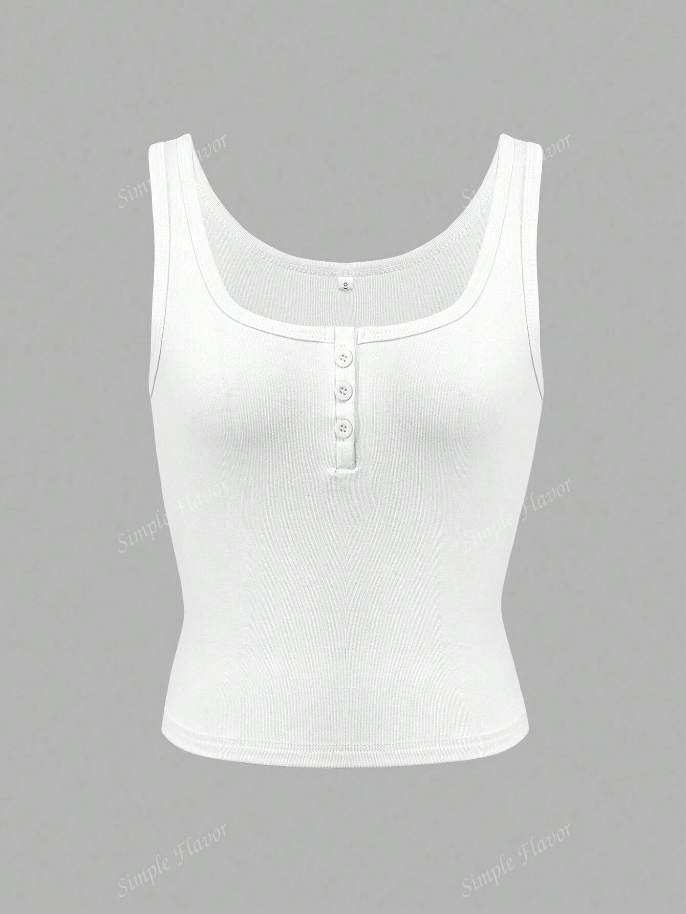 Solid Color Button Half Placket Tank Top